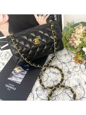 Chanel Vintage Quilted Turnlock Black Shoulder Bag